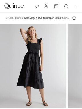 Quince 100% Organic Cotton Poplin Smocked Midi Dress